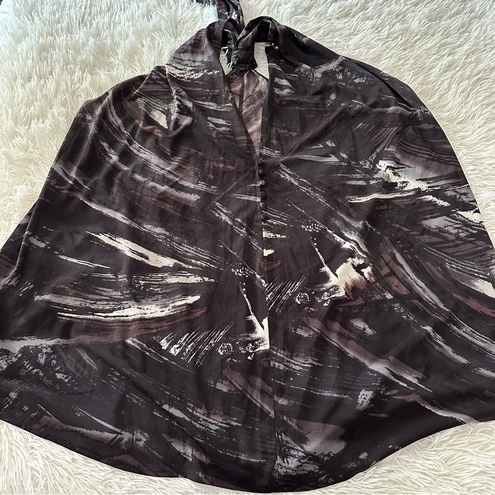 BCBGMAXAZRIA Retro Early 00’s Black Marble Print Sleeveless Tunic Size Small - Picture 10 of 14